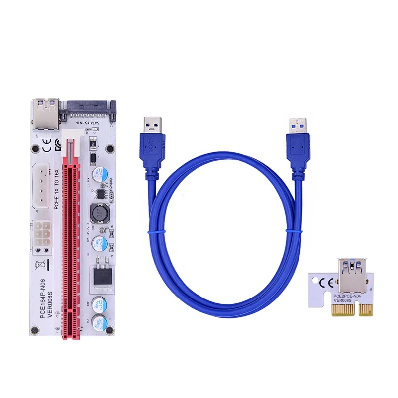 high quality PCI-E 1X TO 16X Graphics Extension Powered Riser Adapter Card 60cm USB 3.0 Cable