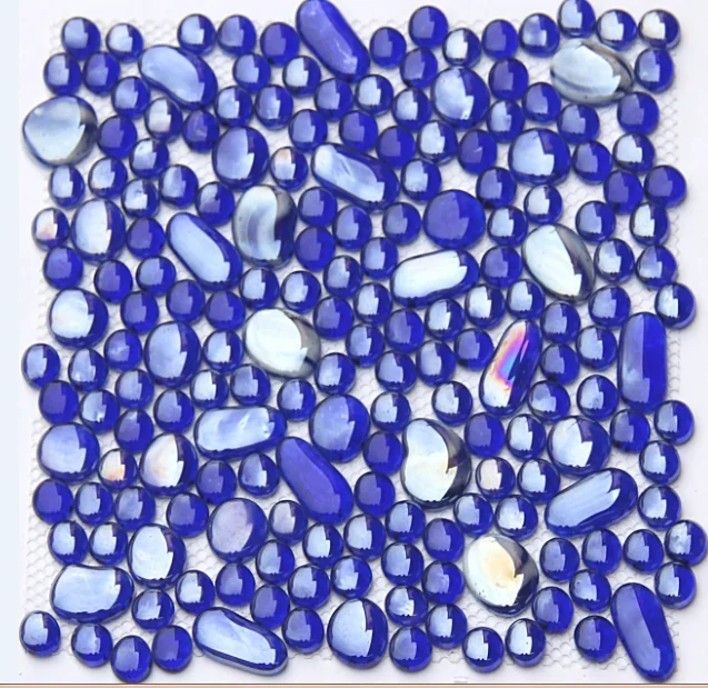 blue color fish scale mosaic glass tile