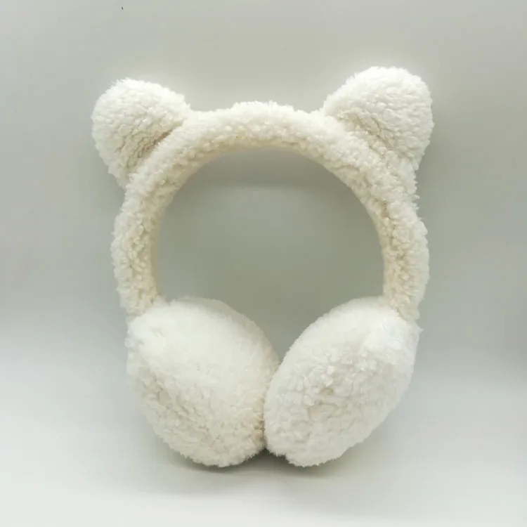 
2018 pure white berber fleece orecchiette earmuffs Winter warm fur earflap for children 