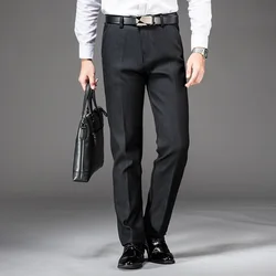 Trousers Male Winter Wear Plus Velvet Thickened Father Warm Trousers Loose High Waist Solid Color Elastic Waist Pants