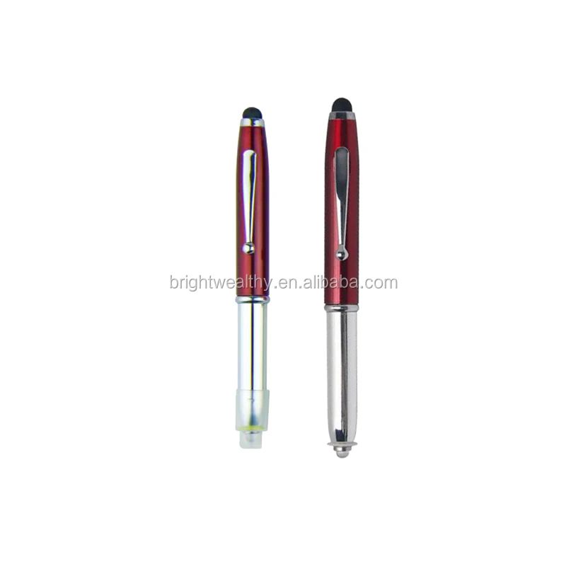 Original factory multi-function metal LED stylus pen light logo