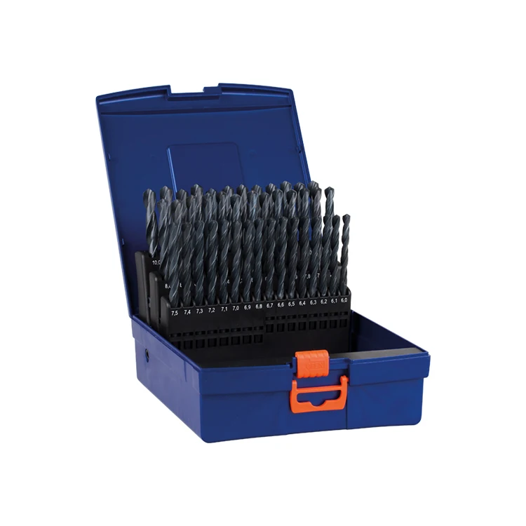 41Pcs Metric DIN338 Black Oxide Rolled HSS Drill Bit Set for Metal Stainless Steel Aluminium Drilling in Plastic Box