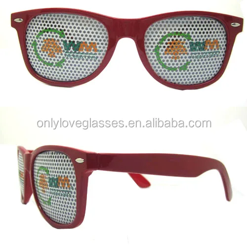 Custom hot sale pinhole glasses, printed on lens sunglasses