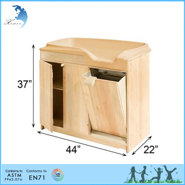 
Montessori material adult baby furniture wooden folding baby changing table with bath 