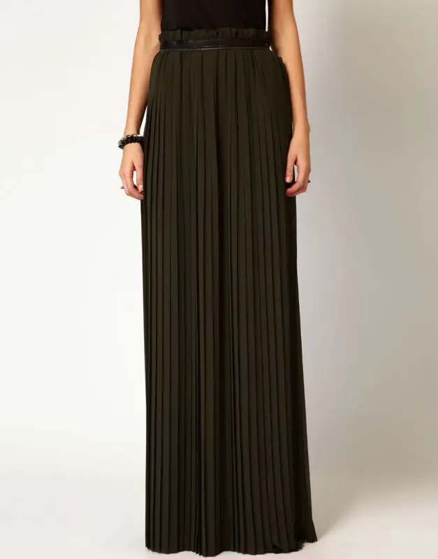 women ladies long chiffon skirts thigh split style pleated maxi skirts