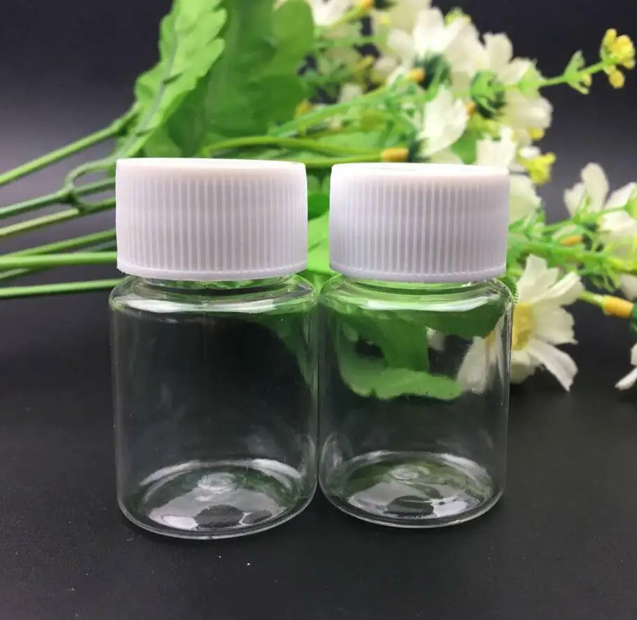 15 ML 0.5OZ Plastic Clear Pill Bottles Empty Capsule Container with White Screw Cap
