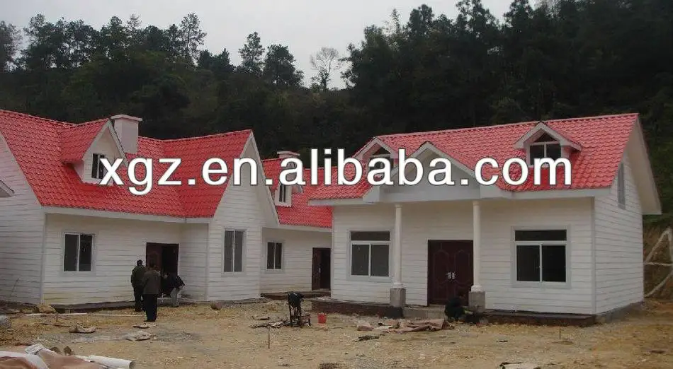 Frame Prefab House Villa for Sale Light Steel Sandwich Paneldoor Design as Your Request  Two Layer Paint