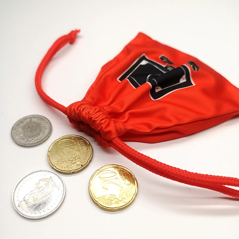 Custom logo printed coin bag sack with drawstring
