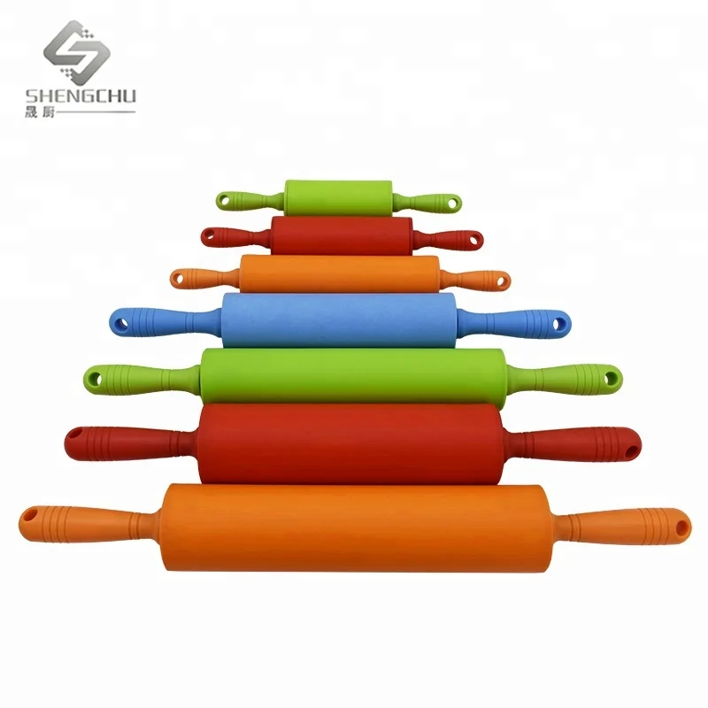 Christmas custom food grade silicone flour stick PP handle rolling pin kitchen baking tools
