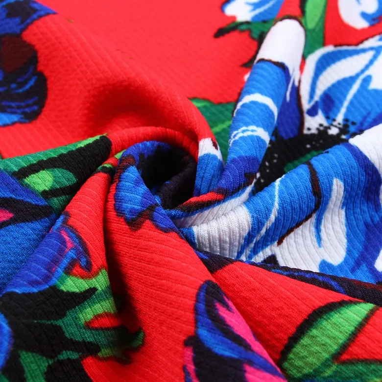 
New arrivals floral printed custom knitted jersey rib knit fabric 