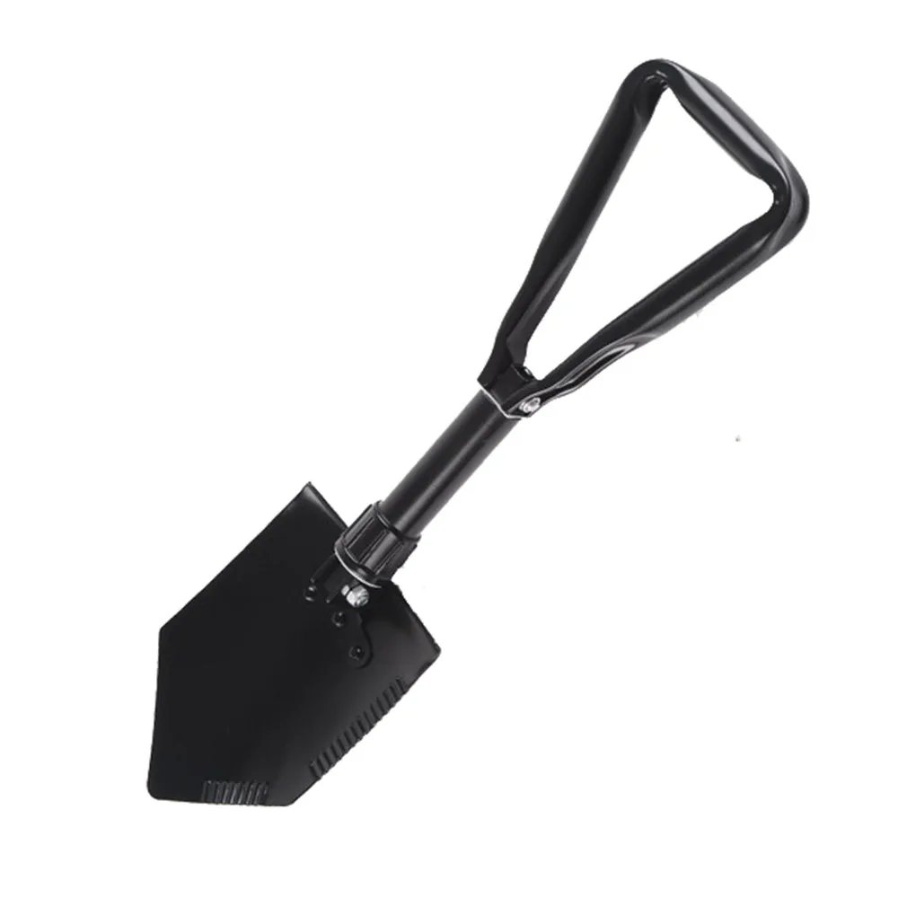 Out door portable car emergency shovel with storage pouch multifunction foldable camping shovel with pick