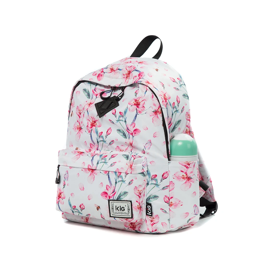 
Fashion Water Resistant Floral Book Bag School Backpack for Women 14Inch Laptop White 