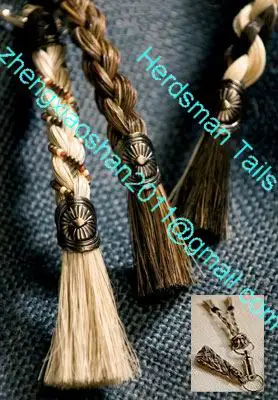 Handmade natural black white brown grey color 5-15cm horse tassels and keychains made of horse hair for sale