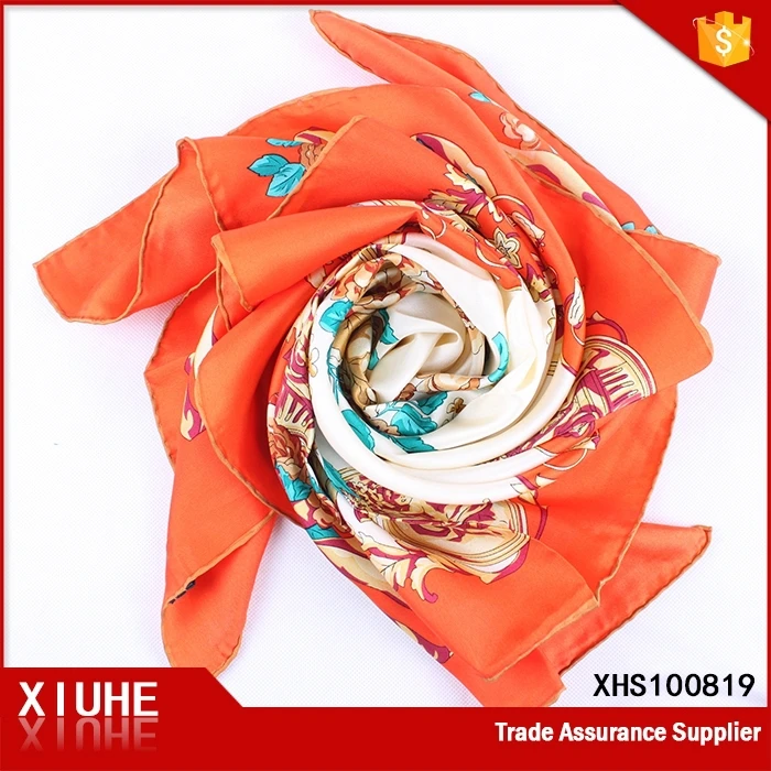 High Fashion Design Women Fancy Scarves Pure Silk Digital Printing Square Scarf