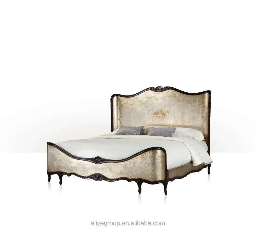 MS1001A- English Baroque Style and luxury luxury luxury bedroom bed furniture with leather and gold