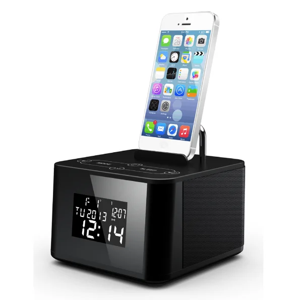 Portable Stereo Bass BT Speaker Handsfree With Alarm Clock Radio TF Calendar AJ-86
