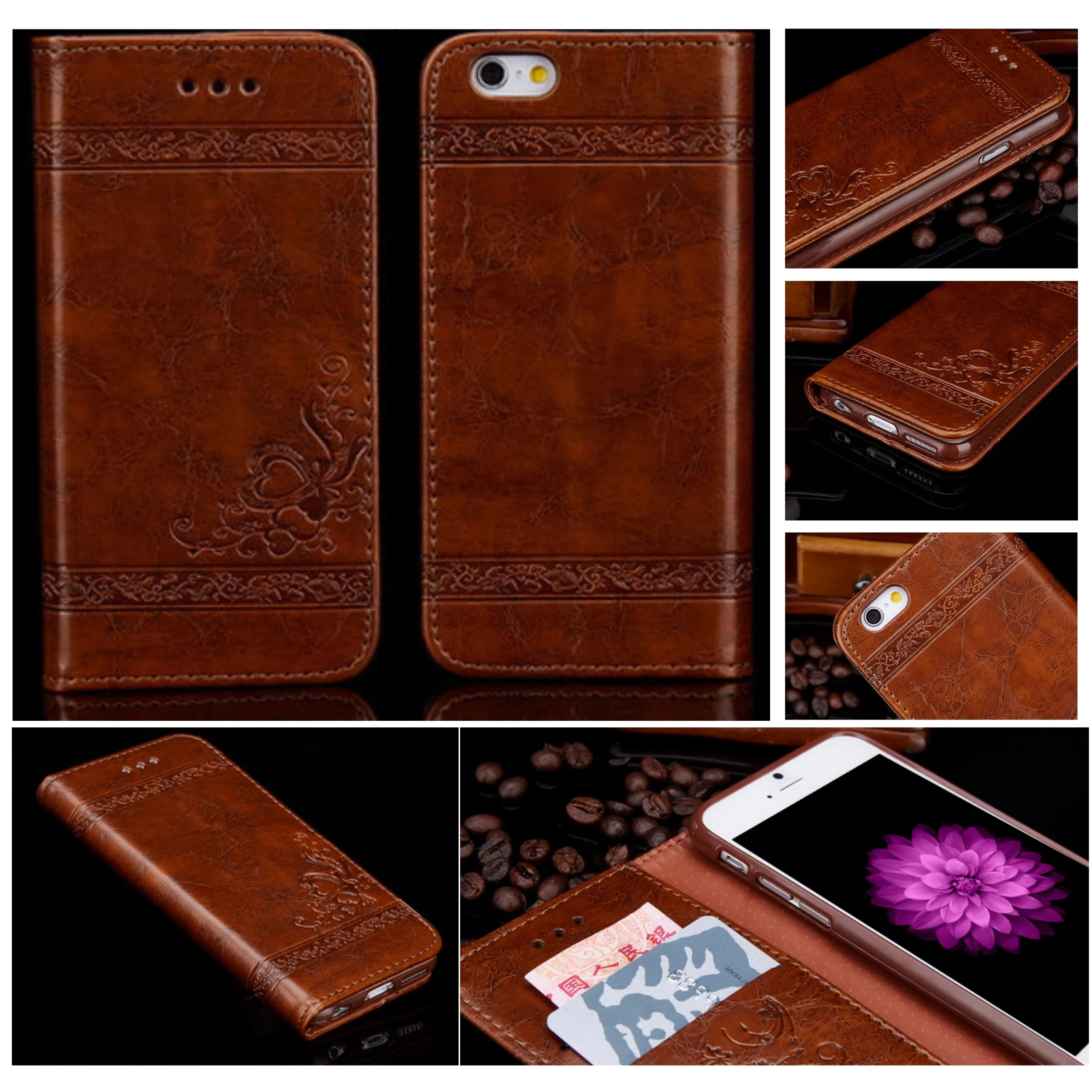 9 Color PU Flip Leather Wallet Mobile Phone Case With Card Slot for iPhone 4/5/6/7/8/X/XR/X Max for Samsung Galaxy S3/4/5/6/78/9