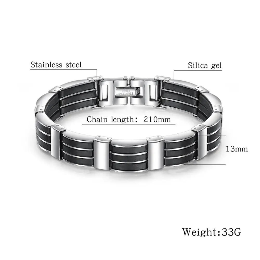 
Hottest products on the market silver color silicon mens bracelet fashion man accessories 