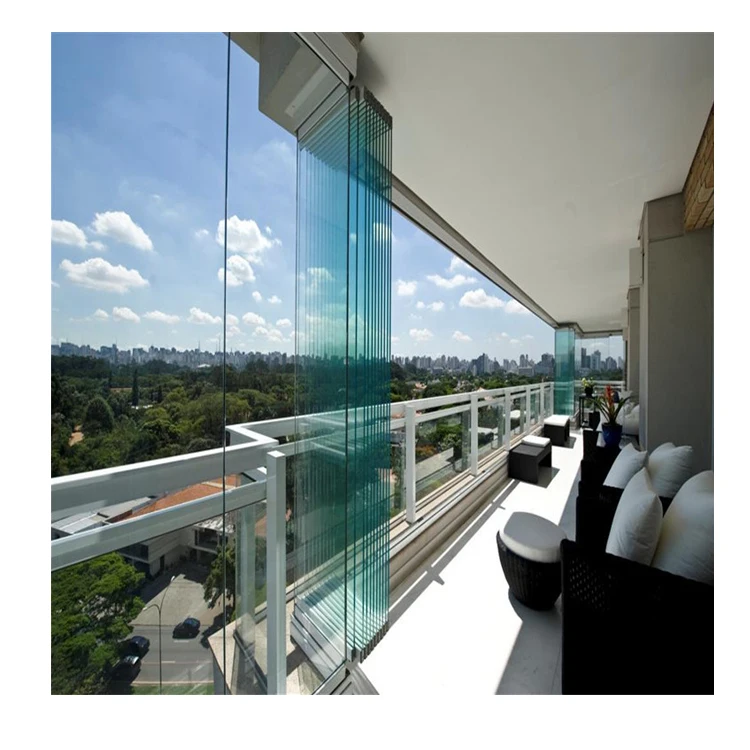 Exterior Frameless Glass Sliding Folding Door with Tempered Glass