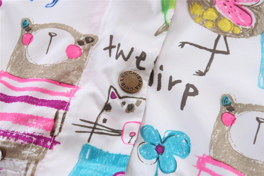 
Mudkingdom young girl print bird print sun protection windbreak waist drawstring hoodie coat 