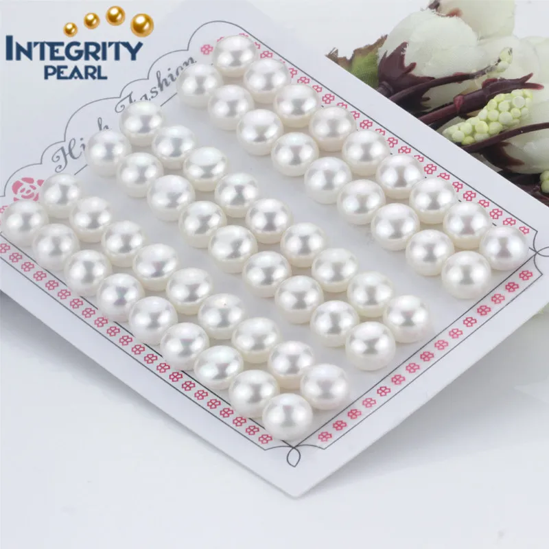 
8-9mm AAA grade button natural real price wholesale half drilled loose fresh water cultured pearl freshwater integrity pearl 