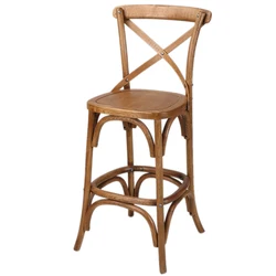 Amazon Hot Approved Pub Kitchen Solid Wood Frame Rattan 103CM Height Bar Stool