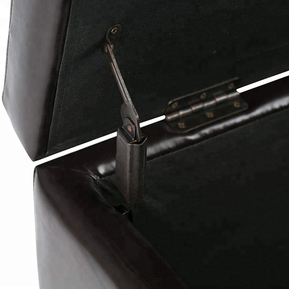 
Wooden Storage Ottman Pouffe Cheap Tufted Square French Hotel Upholstered Pouf Brown Leather Ottoman 