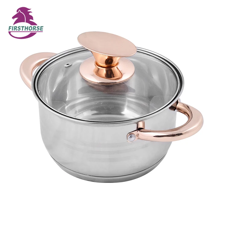 Stock Item 6pcs Stainless Steel Induction Cookware Set Golden Handle Sauce Pot LB-1105-6