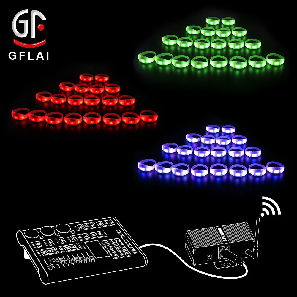 GFLAI мигающий светодиодный браслет с дистанционным управлением, Индивидуальный Светодиодный браслет