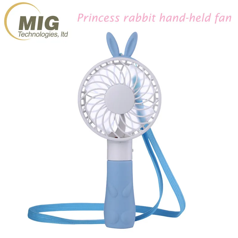 Best selling portable cute rabbit ears hand held electrical outdoor hand rechargeable super USB mini fan