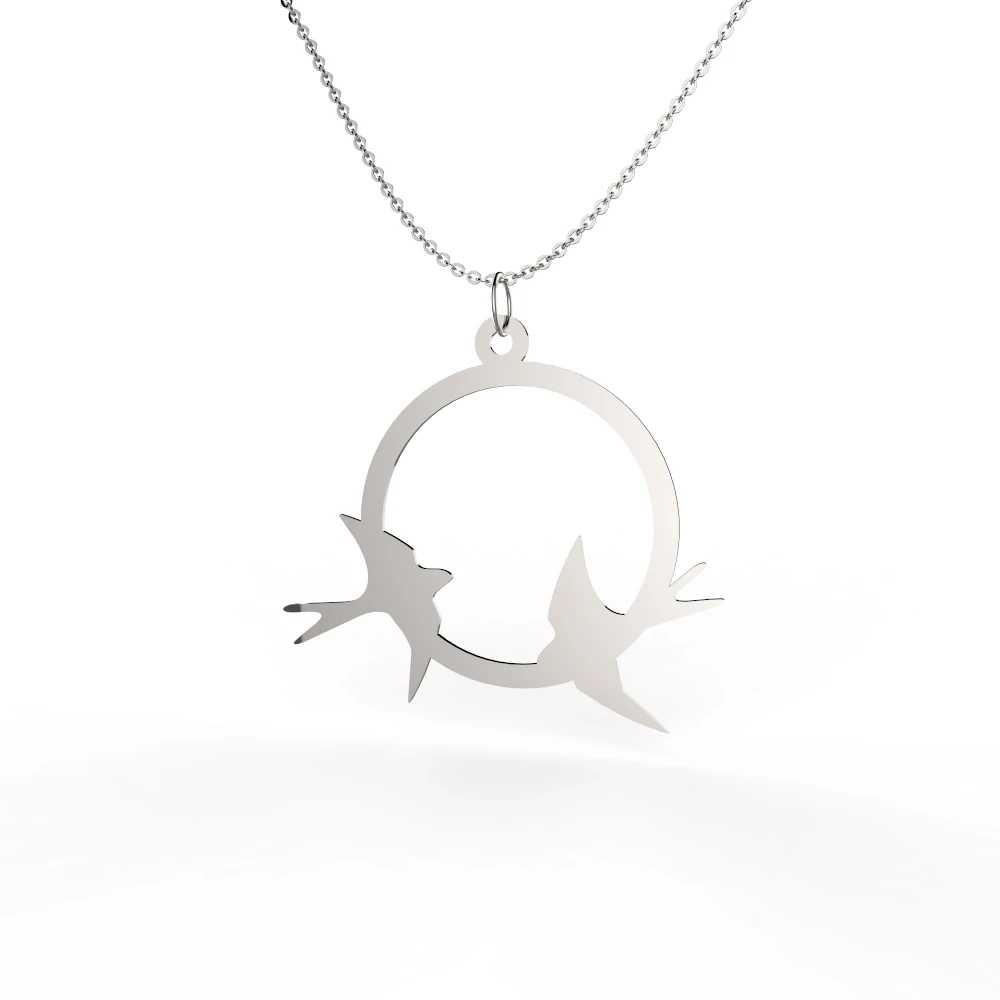 Wholesale Fashion Jewelry Flying Swallow Bird in Circle Pendant Necklace in Stainless Steel