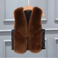 2019 Winter Faux Fox Fur Luxury  Ladies   Waist Coat&Vest