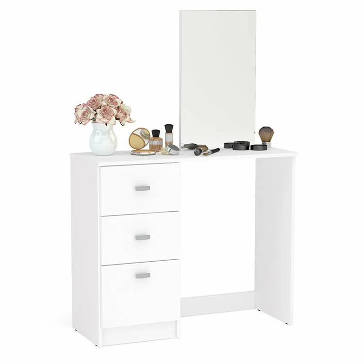 Easy assemble cosmetics dressing table White Color Makeup Organizer for vanity Vanities Desk with Mirror for Makeup