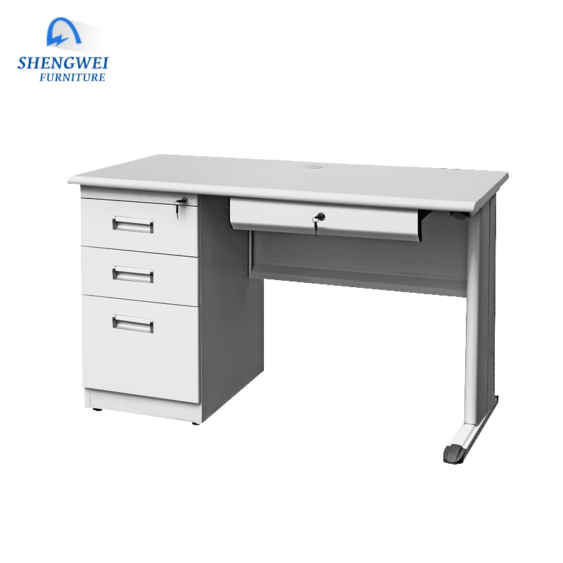 High quality customized steel library desk easy assemble drawer table for office