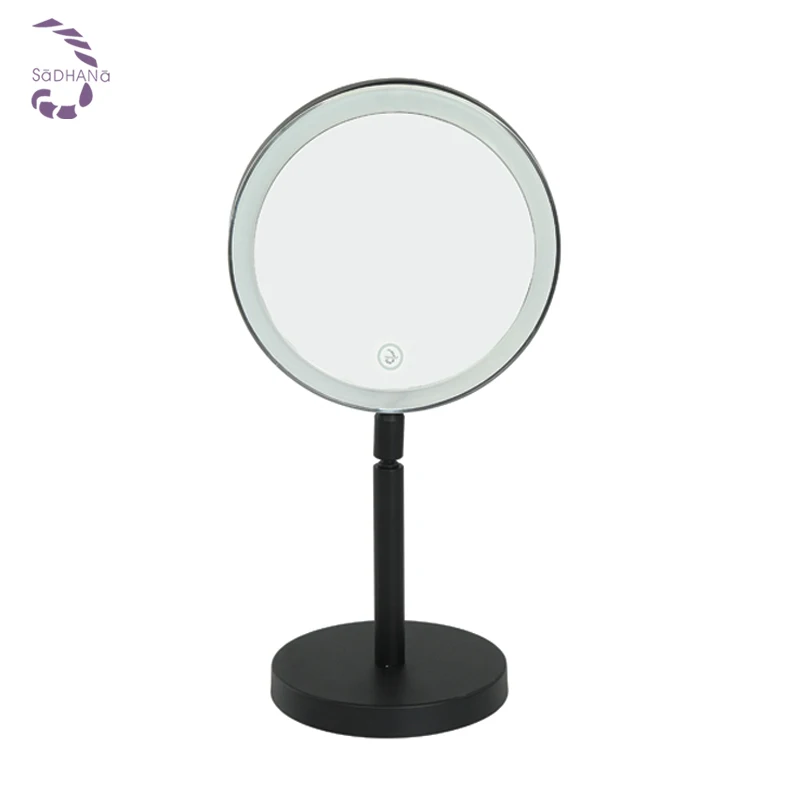 new product 8 inch cosmetic magnifying mirror with black color led mirror