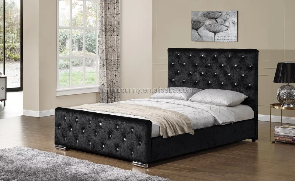 Fabric bed frame with gas lift storage