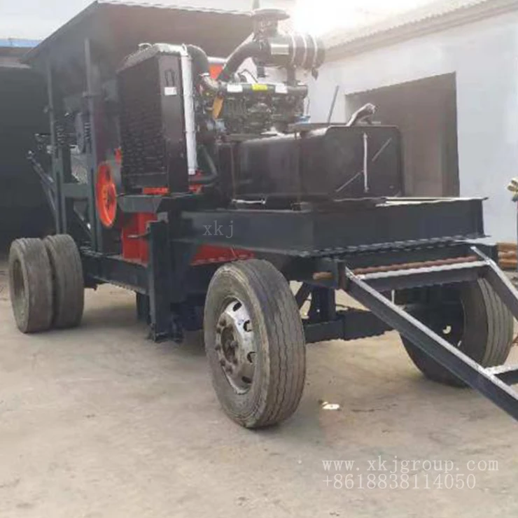 50tph mobile aggregate crushing Car combine jaw crusher with belt conveyor system