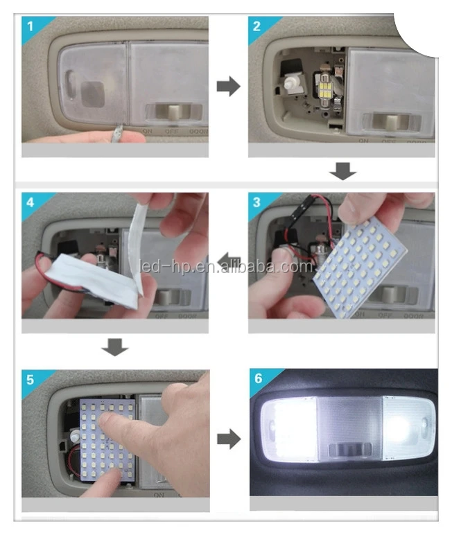 Factory Supply Super Brightness led car panel lamp 48SMD 5050 With 3 Socket/Adapters/Connectors Bus Interior Light