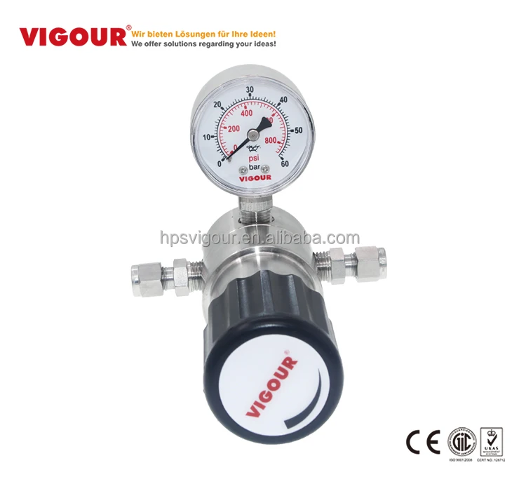 Single stage high purity gas fixed pressure gauge adjustable gas pressure regulator