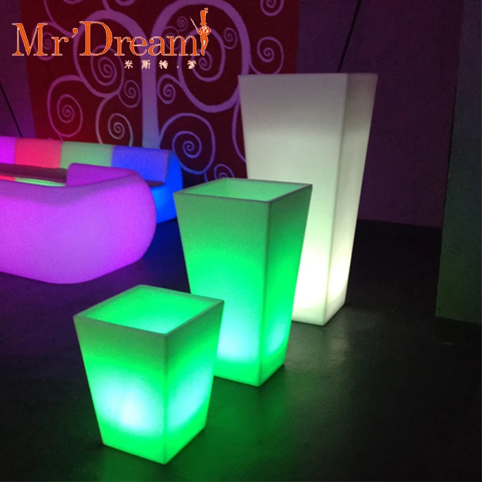 Foshan Wholesale Rectangular Hotel Garden Decorative Plastic Lighting Led Flower Pot