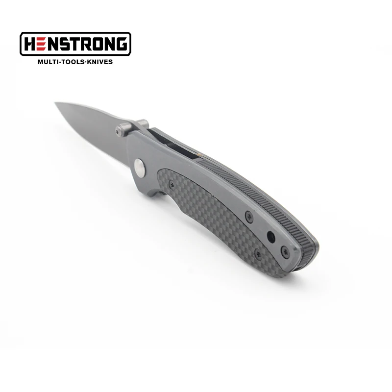 Titanium Pocket Knife with Carbon Fiber Drop Point Blade Stainless Steel EDC Foldable Camping Knife Customizable OEM Support