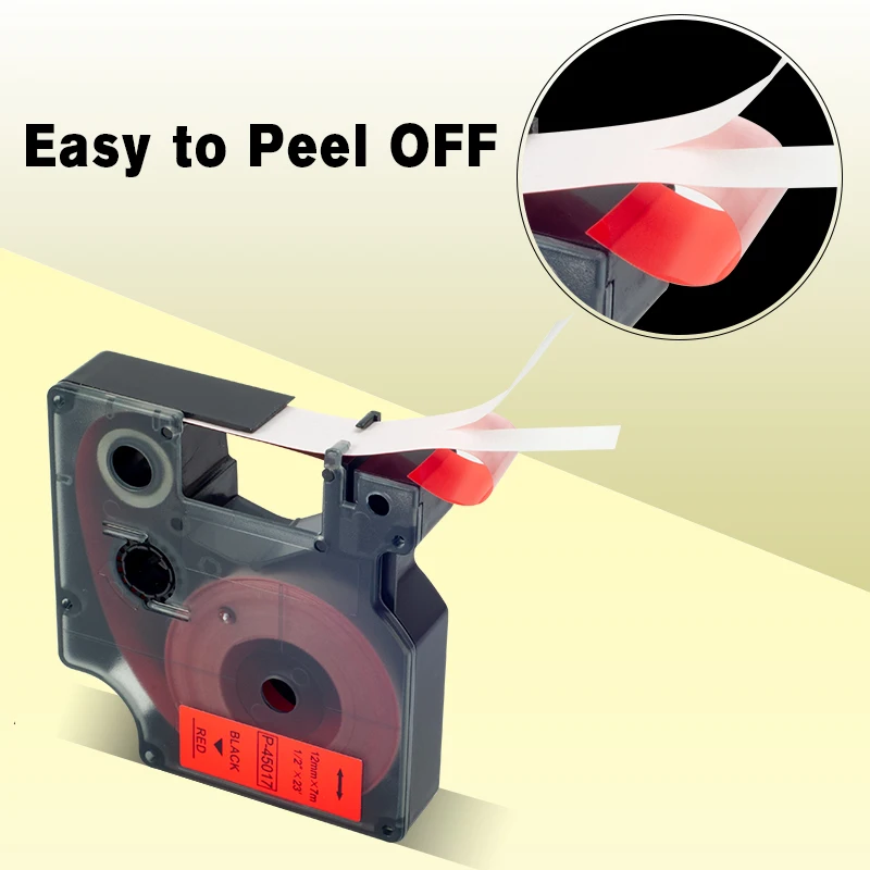 ORISON compatible dymo  D1 12mm dymo label tape 45017 12mm*4m black on red