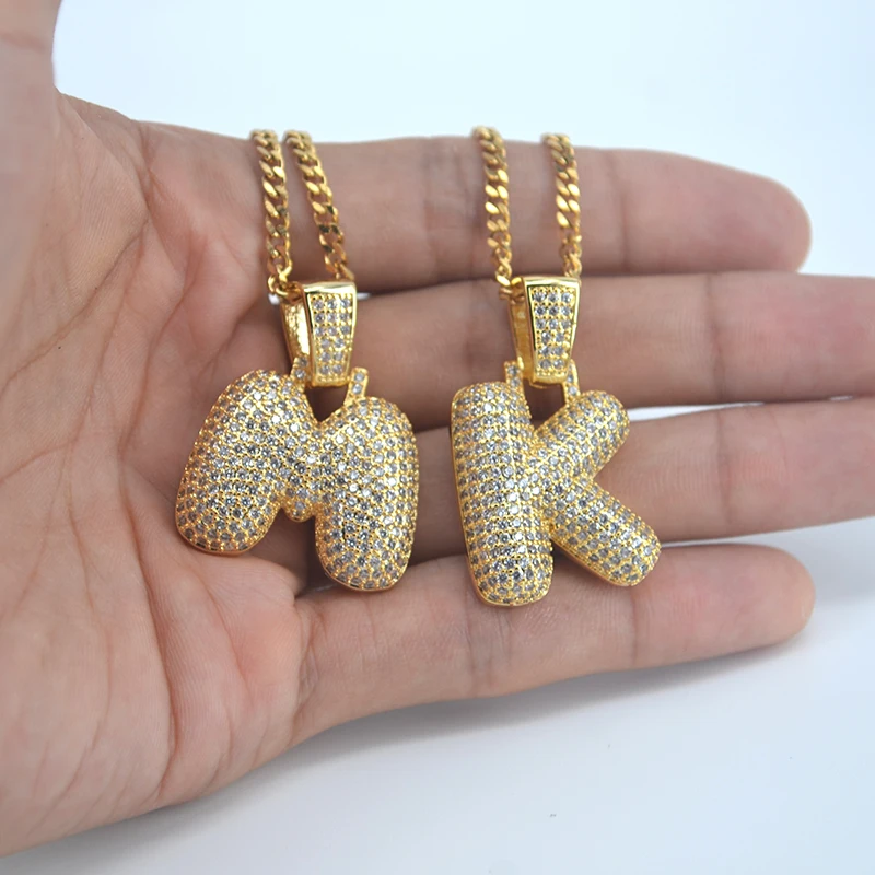 Custom Personalized Hiphop Bubble Letter Charm DIY Necklace With Name
