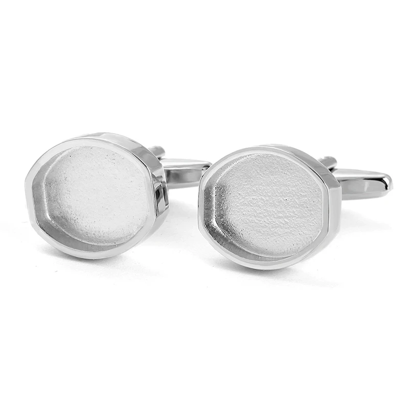 Custom cufflinks sliver Hexagon small round cufflinks for mens