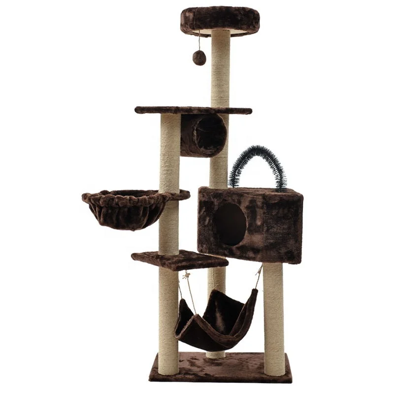 Wholesale hot sale plush cat scratching post wooden tree