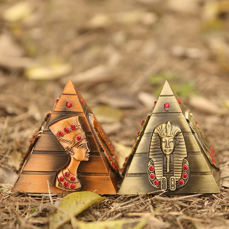 Metal Egyptian Pyramid Pharaoh Avatar Statue Home Decor Car Ornament