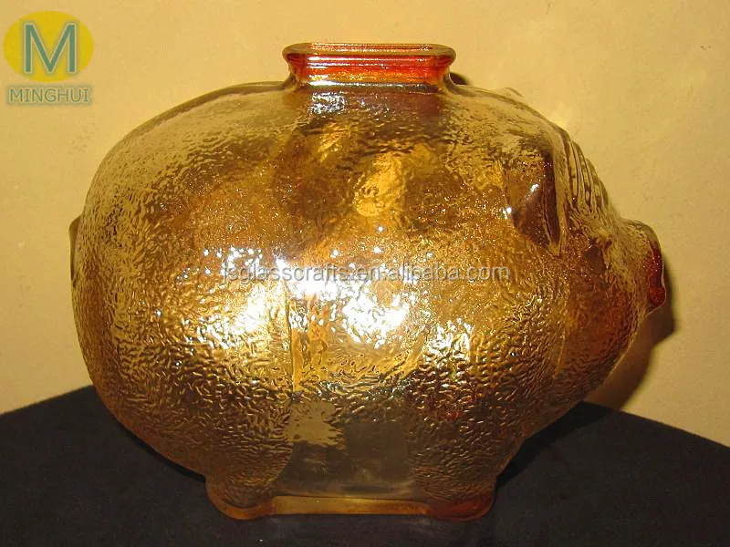 Creative glass piggy bank in pig shape coin money cash saving box kids gift