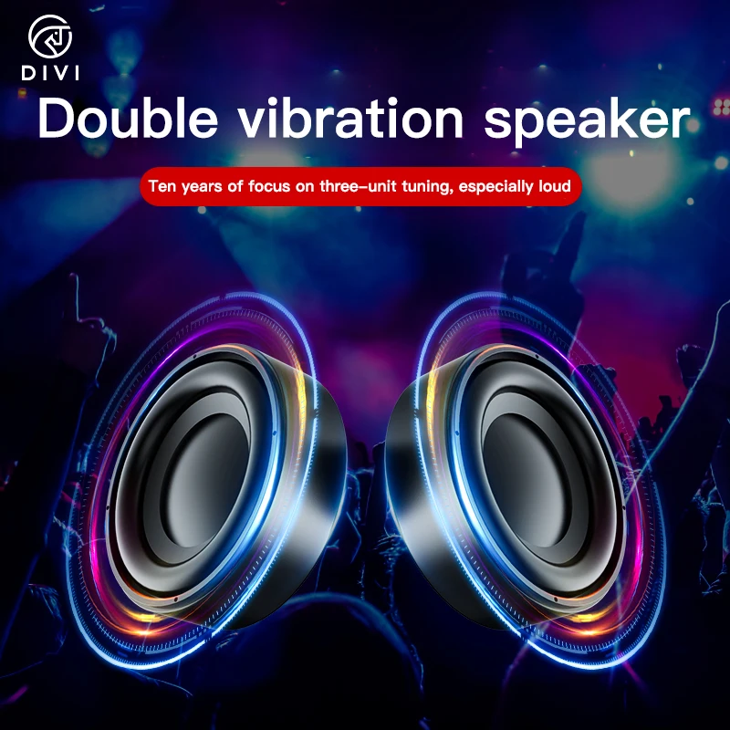OEM 2019 DIVI outdoor music box BT super bass wireless mini sound box blue tooth portable speaker