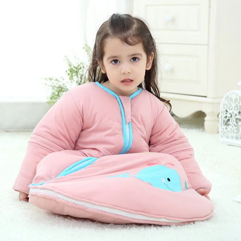 
Adjustable Baby Infant Cotton Blankets Sleeper Gowns Toddler Wearable Blankets Long Sleeves Warm Sleeping Bags 