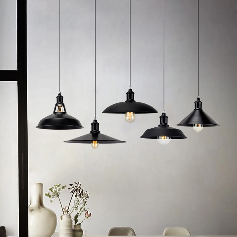 Простой дизайн, деревенский черный винтажный подвесной светильник, промышленный потолочный светильник
